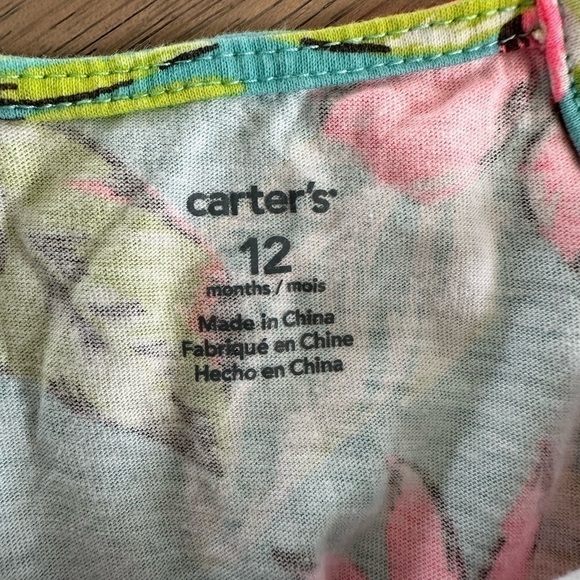Carters Girls Colorful Neon Hawaiian Flower Spaghetti Strap Tank Top Size 12M - Picture 6 of 8